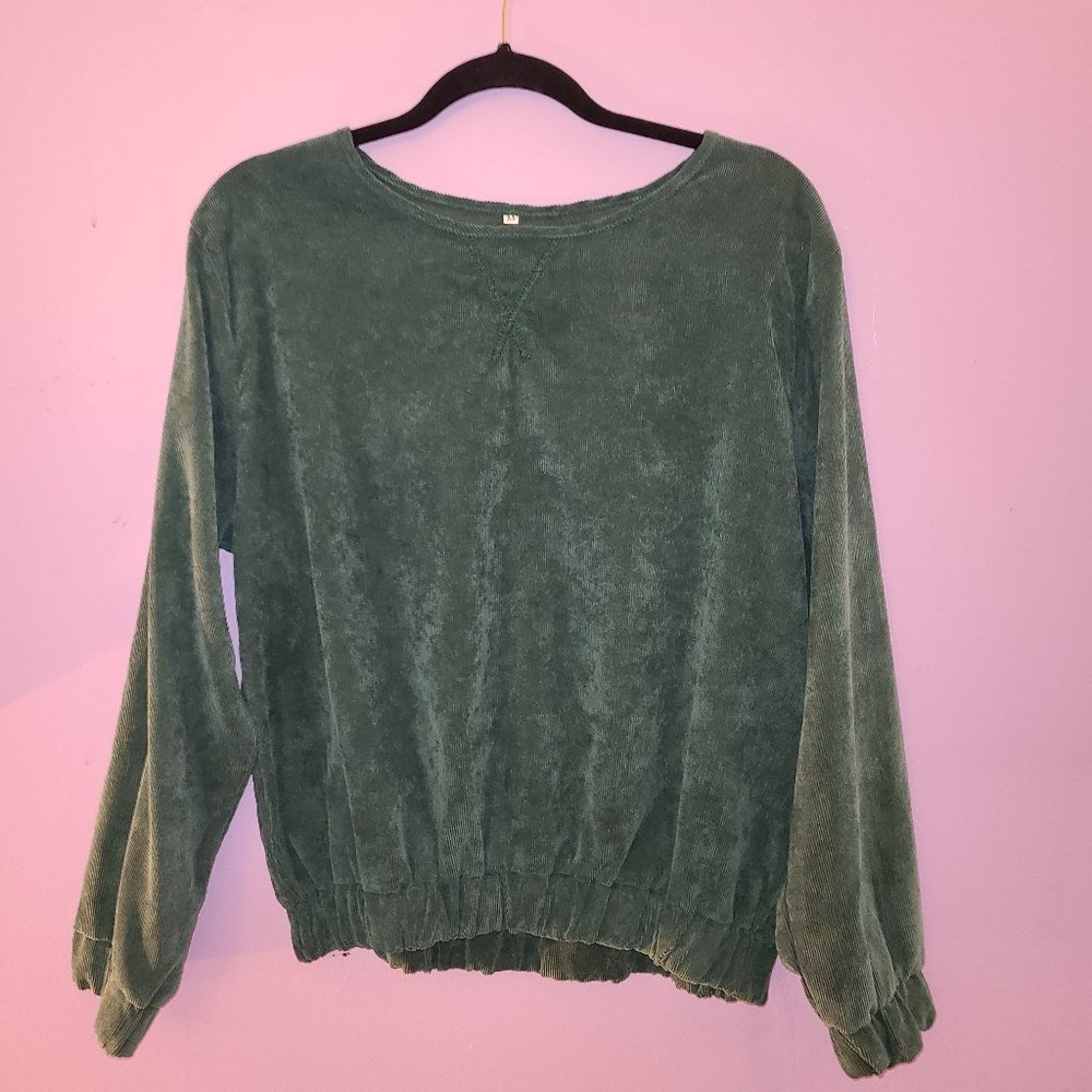 Green Corduroy Long Sleeve Sweater
